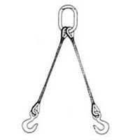 5/16" x 18' Double Leg Wire Rope Bridle Sling with Crosby 1 Ton Carbon Eye Hoist Hooks