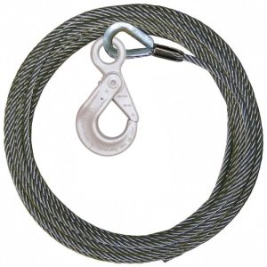 1/2" x 100' Steel Core Winch Line with 3/8" Self Locking Hook (USA Wire Rope/Crosby Hardware)