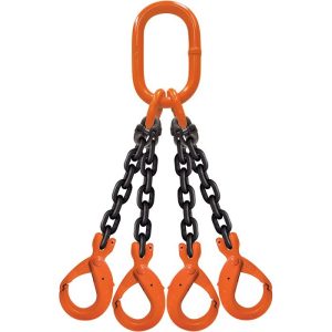 CM 1/2"x12' Type QOSL 4-Leg Grade 100 Chain Sling (Self-Locking Hooks)