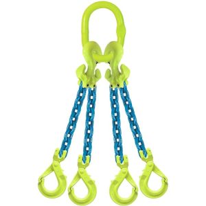 GrabiQ 1/2"x15' Type TG4-GBK 4-Leg Adjustable Grade 100 Chain Sling (39,000 lbs WLL)