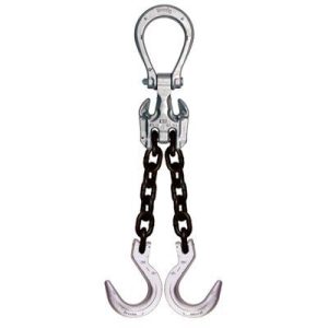 Crosby 1/4"x12' Type EDOF Adjustable 2-Leg Grade100 Chain Sling (Foundry Hooks)