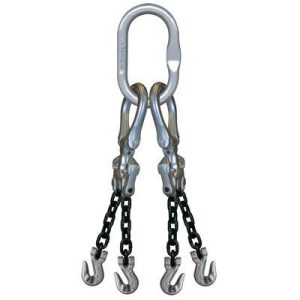 Crosby 1/4"x10' Type EQOG Adjustable 4-Leg Grade100 Chain Sling (Grab Hooks)