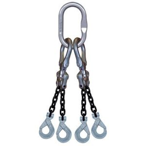 Crosby 1/4"x10' Type EQOSL Adjustable 4-Leg Grade100 Chain Sling (Self-Locking Hooks)