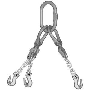 Crosby 1/4"x11' Type ETOG Adjustable 3-Leg Grade100 Chain Sling (Grab Hooks)