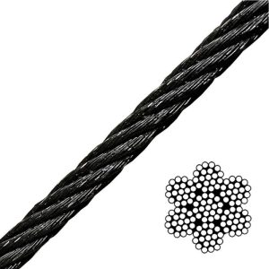 1/4" 7x19 Black Galvanized Aircraft Cable - Per Foot