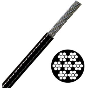 1/8-3/16"x15,000' 7x7 Vinyl Coated Galvanized Aircraft Cable - Black