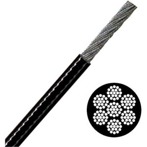 1/8-3/16"x15,000' 7x19 Vinyl Coated Galvanized Aircraft Cable - Black