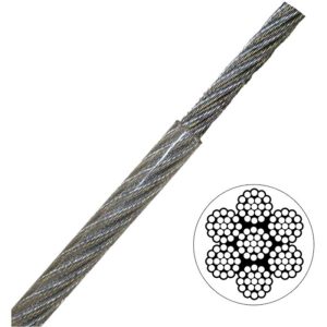 3/16-5/16" 7x19 Vinyl Coated Galvanized Aircraft Cable - Clear - Per Foot