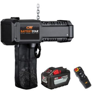 CM® BatteryStar Chain Hoist with Rigid Hook 1 Ton 20' Lift - includes Battery and Charger