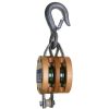 Campbell 3002AF 6" Double Wood Shell Block with Loose Hook (3/4" Rope)(WLL 2500 lbs)