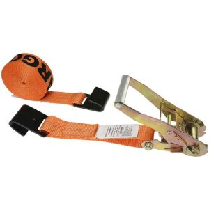 2" x 27' Orange Ratchet Strap with Flat Hooks - 3333 lbs WLL