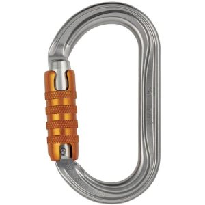 Petzl OK Oval Aluminum Carabiner - 3-Stage Locking - Gray with Orange Gate