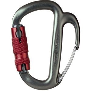 Petzl® Freino Aluminum Carabiner with Friction Spur - 2-Stage Locking - Gray with Red Gate