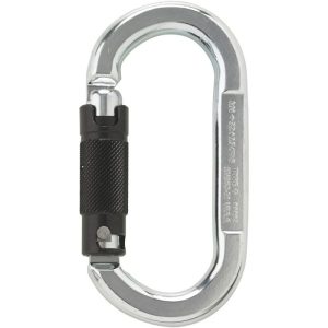 Austrialpin Symm Oval Steel Carabiner - 3-Stage Locking - Bright with Black Gate