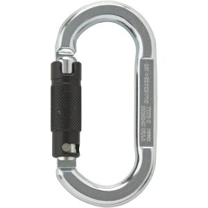 Austrialpin Symm Oval Steel Carabiner - 2-Stage Locking - Bright with Black Gate