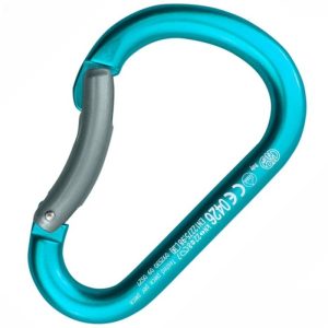 Kong Paddle Bent Gate Aluminum Carabiner - Non-Locking - Cyan with Gray Gate