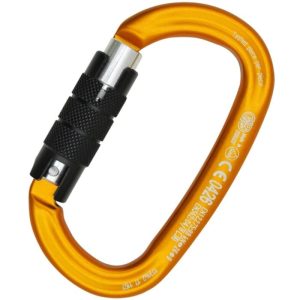 Kong Ovalone Aluminum Carabiner - 2-Stage Locking - Orange with Black Gate