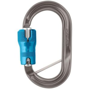 DMM ANSI Americano Aluminum Carabiner with Captive Bar (2-Stage Locking) - Titanium/Turqouise