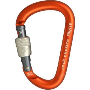 Rock Exotica Pirate Aluminum Carabiner - Screw Locking - Orange with Bright Gate