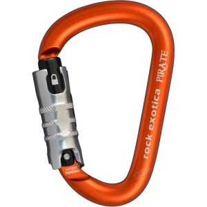 Rock Exotica Pirate Aluminum Up-Lock Carabiner - 3-Stage Locking - Orange