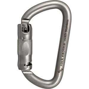 Rock Exotica rockD Stainless Steel Carabiner - 3-Stage Locking - Bright