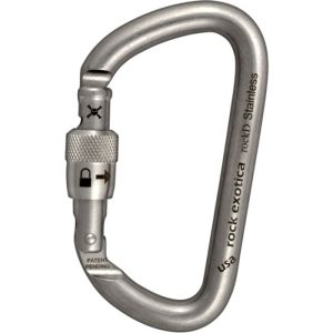 Rock Exotica rockD Stainless Steel Carabiner - Screw Locking - Bright