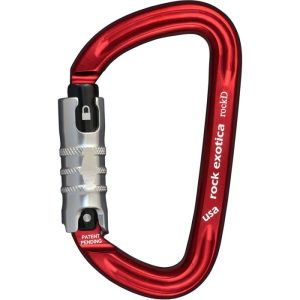 Rock Exotica rockD Aluminum Up-Lock Carabiner - 3-Stage Locking - Red