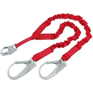 PROTECTA® PRO™ 6' Twin-Leg Stretch Shock Absorbing Lanyard (Steel Rebar Hooks)