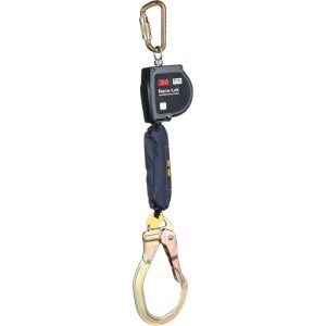 DBI-SALA Nano-Lok Extended Length Self Retracting Lifeline with Carabiner and Steel Rebar Hook, 9' Web