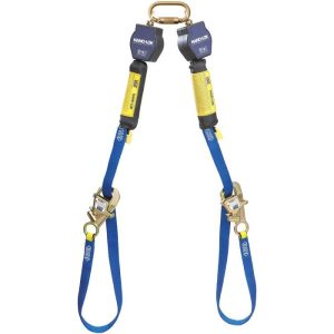 DBI-SALA 3101373 Nano-Lok Dual Leg Self Retracting Lifeline with Carabiner and Tie Back Snap Hooks, Web 9'