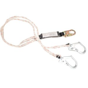 French Creek 6' Twin-Leg Rope Shock Absorbing Lanyard (Small Steel Rebar Hooks)