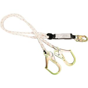 French Creek 6' Twin-Leg Rope Shock Absorbing Lanyard (Steel Rebar Hooks)