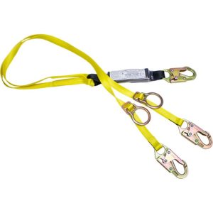 French Creek 6' Twin-Leg Adjustable Shock Absorbing Tie-Back Lanyard (Steel Snap Hooks)