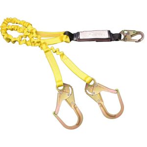 French Creek 6' Twin-Leg Elastic Shock Absorbing Lanyard (Steel Rebar Hooks)