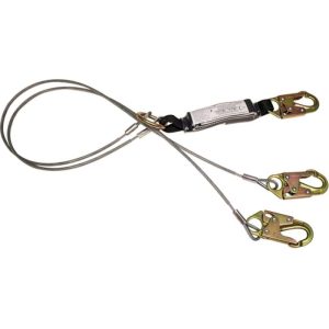 French Creek 6' Twin-Leg Cable Shock Absorbing Lanyard (Steel Snap Hooks)