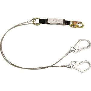 French Creek 6' Twin-Leg Cable Shock Absorbing Lanyard (Small Steel Rebar Hook)