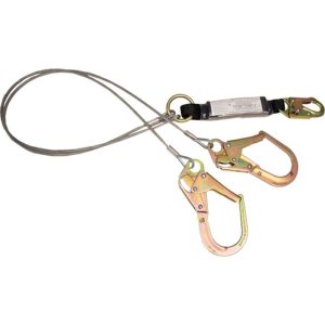 French Creek 6' Twin-Leg Cable Shock Absorbing Lanyard (Steel Rebar Hook)