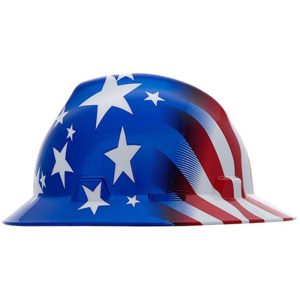 MSA V-Gard Full Brim Hard Hat - American Stars and Stripes