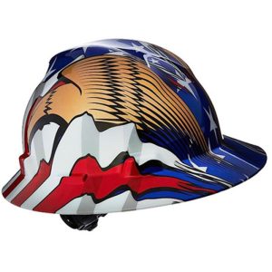 MSA V-Gard Full Brim Hard Hat - American Flag with 2 Eagles
