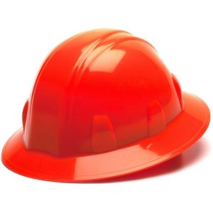 Pyramex SL Series Full Brim Hard Hat with Ratchet Suspension - HI-Viz Orange