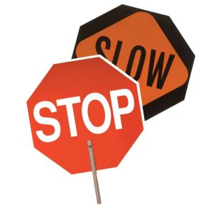 18" Hardboard Stop / Slow Paddle Sign with 10" Wood Handle