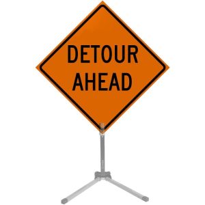36" Roll-up Traffic Safety Sign - "Detour Ahead" (Orange Solid Vinyl)