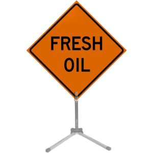 36" Roll-up Traffic Safety Sign - "Fresh Oil" (Orange Solid Vinyl)