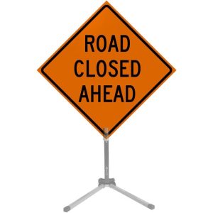 36" Roll-up Traffic Safety Sign - "Road Closed Ahead" (Orange Solid Vinyl)