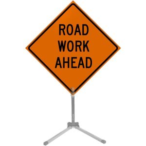 36" Roll-up Traffic Safety Sign - "Road Work Ahead" (Orange Reflective Vinyl)
