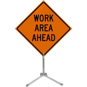 36" Roll-up Traffic Safety Sign - "Work Area Ahead" (Orange Solid Vinyl)