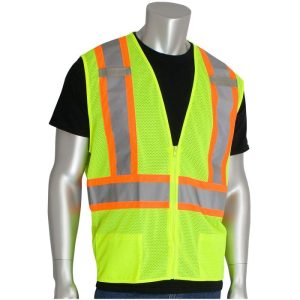 PIP® ANSI Class 2 Mesh Safety Vest with D-Ring Access - Hi-Viz Yellow - 5XL