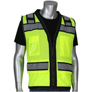 PIP® ANSI Class 2 Mesh Tech-Ready Surveyors Safety Vest with D-Ring Access - Hi-Viz Yellow - 3XL