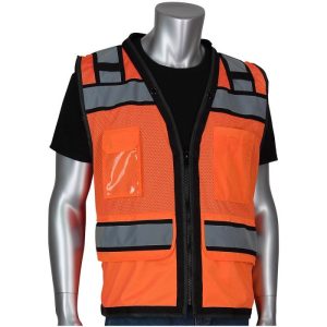PIP® ANSI Class 2 Mesh Tech-Ready Surveyors Safety Vest with D-Ring Access - Hi-Viz Orange - 4XL