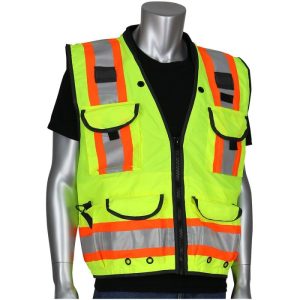 PIP® ANSI Class 2 Ripstop Front / Mesh Back Tech-Ready Surveyors Safety Vest - Hi-Viz Yellow - 2XL